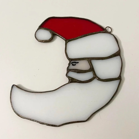 Stained Glass Crescent Moon Santa Claus Sun Catcher 4.25 Inch - Picture 4 of 16